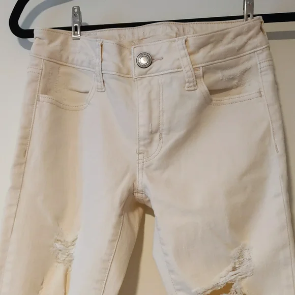 Cream Ripped Jeans - Picture 2 of 5